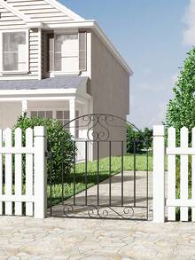 LIVINGANDHOME Living And Home Premium Metal Garden Gate - 85x90cm Rust-Resistant Black Fence Gate With Arched Design - Matte Black 85cm(W) * 90cm(H) - View 1