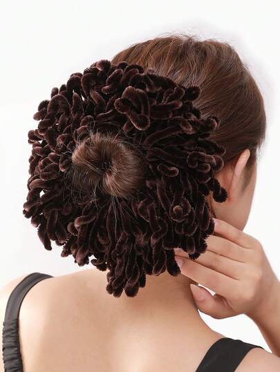 1pc Fashionable Coffee Color Scrunchie, Large Hair Accessory ,Hair Rope Ponytail Head Accessories Gym Sport Running Outfit Hair Ties Rubber Bands Beauty Home Hair Accessories