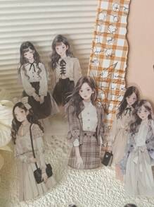 1 confezione da 30 pezzi Adesivi decorativi con disegni di moda in stile acquarello disegnati a mano di persone, per scrapbook e planners, forniture scolastiche, Back to School