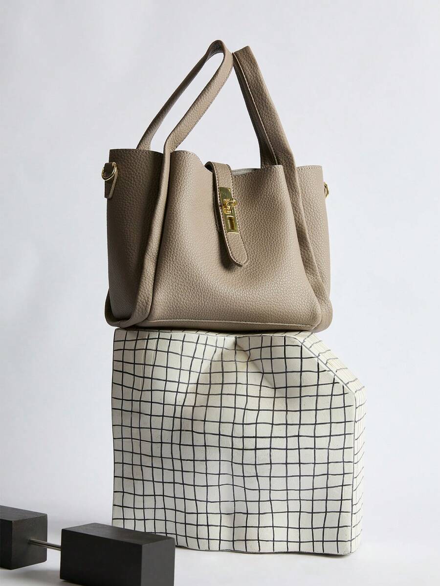 Bolso de mano de alta gama para mujer, nuevo estilo de bolso de mano versátil y de moda para todo el año, bolso de trabajo de gran capacidad, regalo de Navidad de invierno - Caqui - Ver 1
