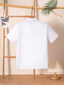 Camisa formal de manga corta blanca de estilo academia clásica para adolescentes, uso informal para fiestas
