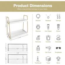 Bathroom Organizer Countertop Counter Organizer For Bathroom Decor Wooden Sink Shelf For Vanity Storage Makeup Tray For Perfume Skincare Bedroom Kitchen Corner 2 Tier White And Gold