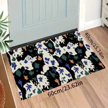 1 pieza Alfombra suave de cocina, Felpudo lavable antideslizante, Alfombra camino, Felpudo, Juego de alfombrillas de baño, sala de estar, lavandería, Alfombra de área, Decorativa apta para cocina, sala de estar, entrada, balcón, decoración del hogar, anti-suciedad, cafetería, bar, fiesta, regalo festivo, Alfombra de piso de dormitorio, Alfombra de baño, Decoración de habitación, Decoración de cocina, Diseño de reno en marco azul y blanco a rayas de fondo colorido