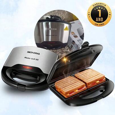 Sanduicheira Master Grill 127v Inox Elétrica 2 em 1 Prática e Portátil com Revestimento Antiaderente Mondial