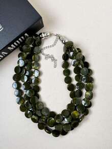 Maxi Necklace Marbled Resin Plates - Verde Oscuro - Ver 2