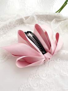 1个女士黑色多层蝴蝶结缎面发夹，优雅马尾辫发饰，适合日常、约会、外出、晚宴等场合，蝴蝶结发夹，可爱发饰 - 彩色 - 查看 8