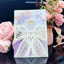 25 piezas de tarjetas de invitación con mariposas cortadas por láser, decoraciones para bodas, compromisos, matrimonios, bautizos y bautismos, tarjetas de felicitación, tarjetas de aniversario (excluye páginas interiores y sobres)