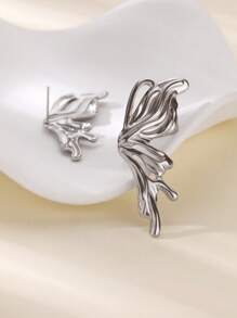 1 Pair Gold Color Butterfly Wings Stud Earrings For Women Stainless Steel Aesthetic Ear 2025 New Fashion Jewelry Gift