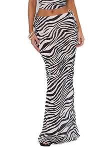 Women Summer Sheer Long Skirt Swimsuit Bikini Cover Ups Casual Floral/Leopard/Zebra Print Mesh Sheer See Through Tie Up Bodycon Maxi Skirt For Beachwear Vacation Party Clubwear - 白色 - 查看 5