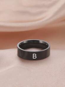 1 件不锈钢简约 A-Z 26 个字母戒指，男女情侣礼物