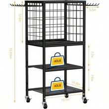 Weight Rack For Home Gym Workout Equipment Storage Organizer Home Gym Yoga Mat Storage Rack Weight Storage Racks With Hooks Yoga Mat Holder With Wheels For Yoga Block Dumbbell Resistance Band - Black - View 6