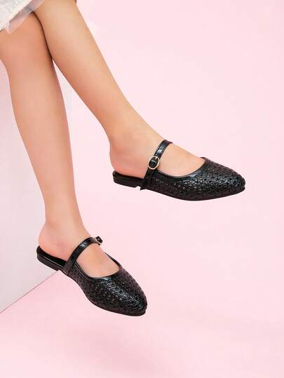 1 Pair Versatile Breathable Pointed Toe Flat Shoes For Girl, Suitable For All Seasons