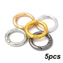 beadia 5pcs/Pack Metal O-Rings, Spring Snap Hooks, Openable Round Rings, Key Rings, Bag Clips, Dog Leash Clasps, DIY Connectors, Suitable For DIY Jewelry Making Materials - Round Buckle - View 10
