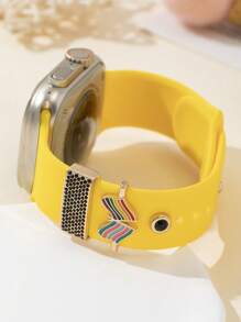 3 pièces/Ensemble 6 couleurs Drapeau arc-en-ciel et 5 couleurs Amour arc-en-ciel Mois fier Drapeau avec bouton Décoratif pour bracelet de montre en silicone 38/40/41/42/44/45/49mm, Compatible avec les sangles de montre 9/8/7/6/5/4/3/2/1/SE Bijoux décoratifs pour homme et femme Décoration d'amour