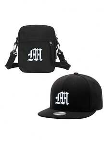 2pcs/Set Unisex 26 Letter Printed Baseball Cap & Portable Chest Bag Set, Outdoor Street Fashion Casual Adjustable Hat, Suitable For Spring, Summer Everyday, Outdoor Camping, Birthday, Father's Day Gift