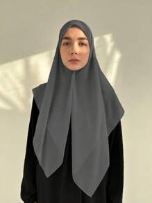 1pc Solid Color Women's Versatile Rectangular Instant Hijab Headscarf, Breathable Comfortable Lightweight High Density Chiffon Knitted Fabric, 175*70cm Chiffon Rectangular Scarf, Undershirt Headscarf, Shawl, Hijab, Suitable For Everyday Wear