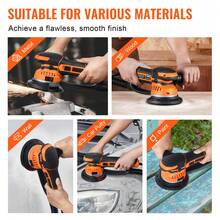 Random Orbital Sander, 6-Inch DA & GA Dual Action Orbital Sander, 850W 7400PRM 6 Variable Speed Electric Palm Sander With 10PCS Sandpapers, Dust Connector For Woodworking Detailing Sanding - US A Type Plug(110-127V) - View 6