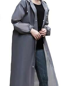 1pc Unisex Extra Thick EVA Waterproof Raincoat, Hooded Rain Jacket, Waterproof, Windproof, Quick-Drying, Breathable - Ideal For Cycling, Hiking, Outdoor Adventure And Back To School Summer Cooling,Beach,Travel