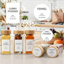 Glass Spice Jars With 398 Labels, 24 Pcs 4oz Spice Containers With Bamboo Lids, Square Spice Bottles With Shaker Lids,Spice Organization For Cabinet,Drawer,Rack,Seasoning Organizer-Yl - Square - Thick Glass - View 4