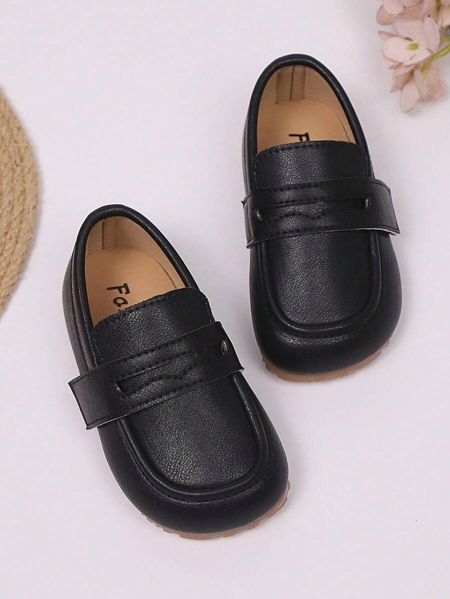 New Kids Hook And Loop Non-Slip Soft Bottom Simple British Retro Flat Shoes, Suitable For Spring And Autumn - Black - View 1