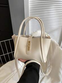Bolso de mano de mujer de unicolor de PU de moda, versátil bolso cruzado con monedero pequeño