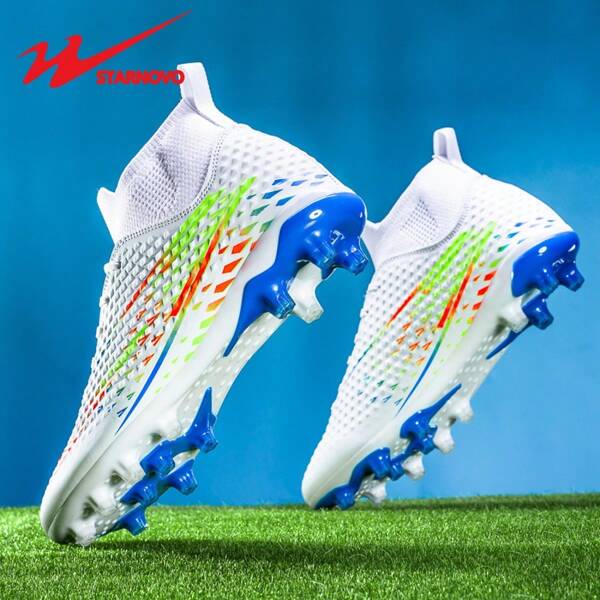 STARNOVO Zapatos de fútbol con 8 tacos para hombre y mujer, con cuello elástico para mayor comodidad, tacos de fútbol profesionales para entrenamiento y partido