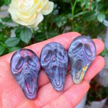 1 Stück 4 cm natürliche Obsidian/Spektrolit Feldspat Gesichtsmaske, geschnitzte Quartz Kristall, Kristall Figur, Wohndekoration, Kristall Chakra Geschenk, Kristall DIY Zubehör (Zufällige Lieferung)
