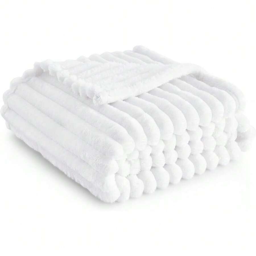White Throw Blanket For Couch - GentleSoft Cozy Soft Blankets For Women, Cute Small Fleece Throws For Girls, Birthday Gifts For Women Mom, Fathers Day Decor Gifts, , 50x60 Inches - 白色 - 查看 1
