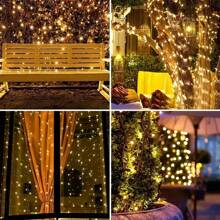 1 Pacote 5m/12m/22m 20/30/50/100/200 Luzes Solares LED, 8 Modos, Luz Solar de Fada para Exterior, Decorações de Festa de Natal, Luzes Solares de Jardim, Branco/Branco Quente/Multicolorido
