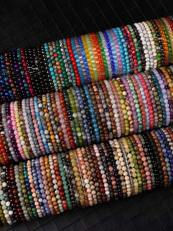 1 pièce Bracelet en perles de pierres naturelles de 6 mm, œil de tigre, agates, quartz. Bracelet extensible pour femmes et hommes. Bijou de yoga, cadeau