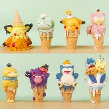pokemon 1/4/8 Stücke Pokémon Figuren, süß und magisch, Eiscreme Serie, Pikachu Deko, Auto Deko, Pokémon Kuchen Topper Figuren, zufälliger Stil