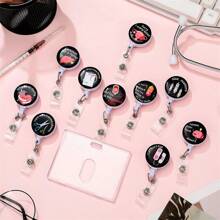 1pc Cute ID Badge Holder, Name Card Case, Retractable Key Chain Reel, Gift For Nurses And Doctors