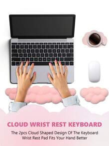 Upgrade Skin-Sensitive Leather Skin-Friendly Cloud Keyboard Wrist Rest, Cloud Wrist Rest With Non-Slip PU Base, Comfortable Memory Foam Wrist Rest Suitable For Computer Laptop Game Office And Relieve Pain