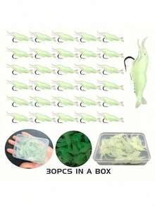 10/30 piezas de cebos para pesca de camarones biónicos, cebo artificial con anzuelo, cebos de camarones blandos para pescar - Multicolor - Ver 5