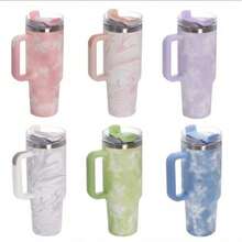 Stainless Steel Thermal Cup 1200 Ml With Handle And Straw Designs: CLOUDS, MARBLE AND GLITTER - 綠色 - 查看 3
