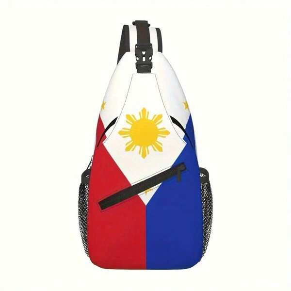 Vintage Philippinen Flagge Herren Brusttasche, Umhängetasche, modische, vielseitige Brusttasche mit Reißverschluss, geeignet für Lässig, Urlaub, Outdoor-Sport und tägliche Reisen Haiti Flagge Herren Brusttasche Streetwear