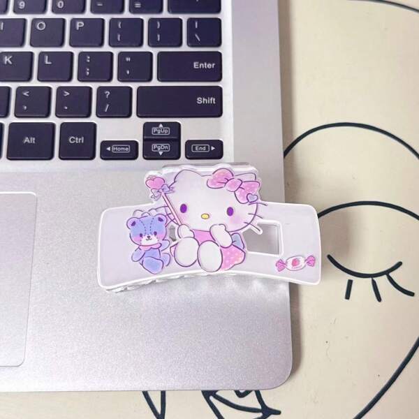 Sanrio Cute Kitty Cat Color Block Elegant Princess Style Hair Clip, Fashionable & Versatile Choice