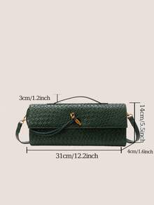 BAILEE 1个新款编织图案单肩法棍包，小众高端横款设计，可手提午餐包，斜挎多功能包，翻盖设计，女士手提包，适合度假、时尚穿搭、与朋友购物以及作为礼物。 - 咖啡 - 查看 13