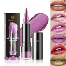 YOUNG VISION 1 pieza Lápiz labial de punta afilada con perlas y brillo, de larga duración y resistente a las manchas, lápiz labial de perlas multiusos, lápiz para labios y sombra de ojos
