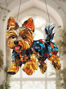 2D Flat Print 1 Piece Colorful Maine Cat Sun Catcher (19cm/7.48in) - Vintage Style 2D Acrylic Fresco With Geometric Design, Interior Hanging Decoration For Bedroom And Living Room, Ideal Cat Lovers Gift