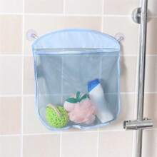 1pc Cute Cartoon Colorful Suction Cup Net Bag, Bathroom Storage Organizer Mesh Hanging Bag For Bathtub, Shower, Dorm