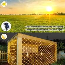 1 Peça Luzes de Rede Solar 96/192 LEDs, IP65 Impermeável Fio de Cobre 8 Modos Luzes Solares de Fada para Jardim, Pátio, Árvore, Festa de Natal, Casamento, Ação de Graças, Decoração de Pátio, Tiras de LED Solares de Fada, Luzes de Fada Solares Frescas de Jardim