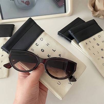 Canvas Eyeglasses Case With Flexible Hinges For Reading And Glasses-Portable Lightweight Eyewear Storage Pouch, Protective Travel Organizer With Zipper, Soft Interior, Durable Exterior, Compact Protective Case For Glasses, Glasses Holder For Home Or On-The-Go, Fashionable Accessory For Eyewear, Ideal Gift For Readers And Glasses Wearers
