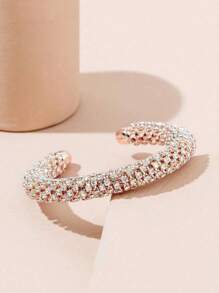 1pc Rhinestone Activated Bracelet, Luxury Sparkling Zirconia Wedding Bridal Bangle For Women