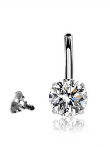 4 قطع أقراط سرة من الفولاذ المقاوم للصدأ المرصعة بالراين ستون، مجوهرات بسيطة لثقب البطن للنساء