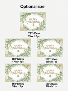 1pc Customizable Anniversary Number Green Leaf Wreath, Wedding Anniversary Party Decor, Photography Background Prop