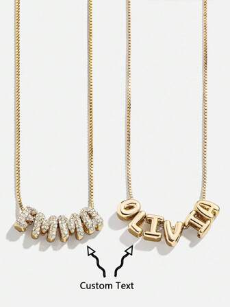 1pc Customized Simple Cubic Zirconia 3D Bubble Letter Name Necklace, Personalized Copper Initial MAMA Pendant Necklace, A Fashionable, Minimalist, Casual, Vintage, Unique Gift Ideal For Girlfriend, Mom, Family, Friend, Daughter, Anniversary, Valentine's Day, Mother's Day, Birthday, Graduation, Daily Wear, Wedding, Party,New Year Glamour