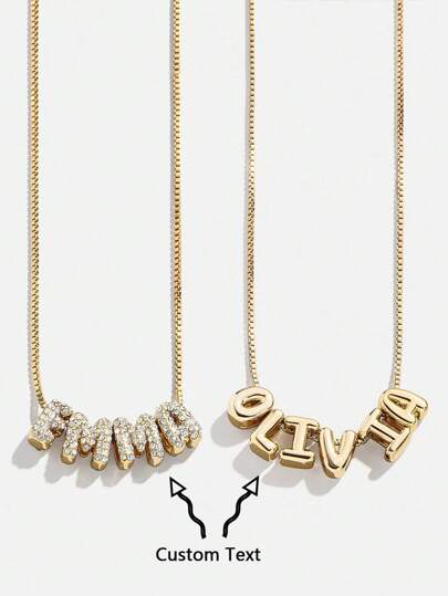 1pc Customized Simple Cubic Zirconia 3D Bubble Letter Name Necklace, Personalized Copper Initial MAMA Pendant Necklace, Fashionable, Minimalist, Simple, Casual, Vintage Customized, Unique Gift For Girlfriend, Mom, Family, Friend, Daughter, Anniversary, Valentine's Day, Mother's Day, Birthday, Graduation, Daily Wear, Wedding, Party