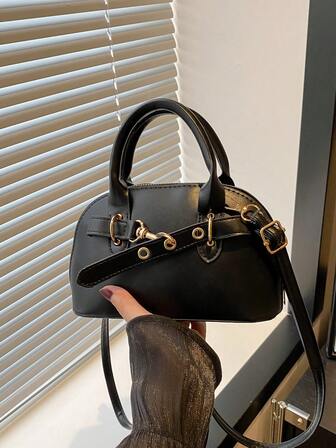 女士绗缝贝壳手提包