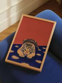 1pc Tiger Print, 70s Poster, Retro Bedroom Decor, Tiger Decor, Mid Century Modern Decor, Tiger Wall Art Bedroom Room Print Art